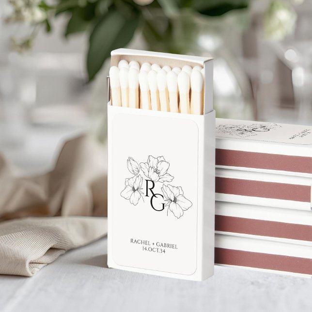 Ivory | Floral Monogram Wedding  Matchboxes (Creator Uploaded)