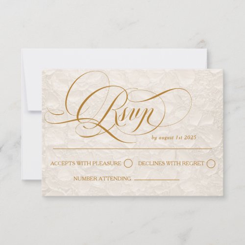 Ivory Floral Old Money Wedding RSVP Card