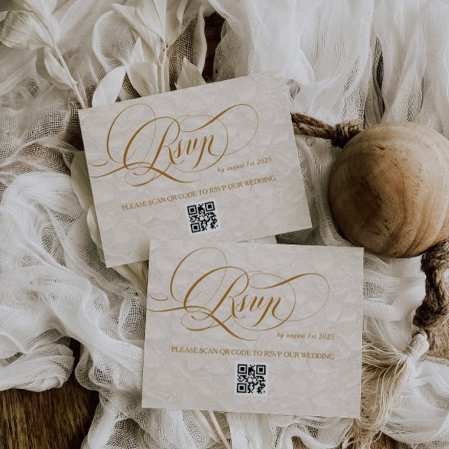 Ivory Floral Romantic Calligraphy Wedding RSVP Card (Creator Uploaded)