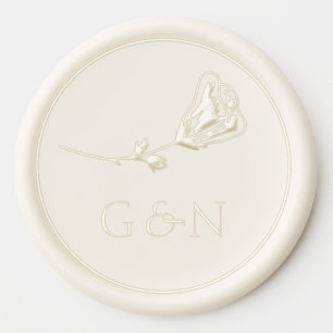 Ivory Floral Rose & Couple Initials Wedding Wax Se Seal Sticker