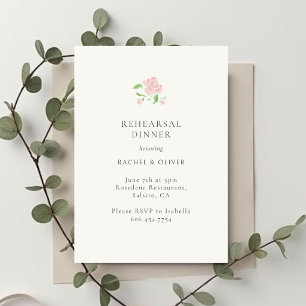 Ivory Floral Rose Wedding Rehearsal Dinner Card