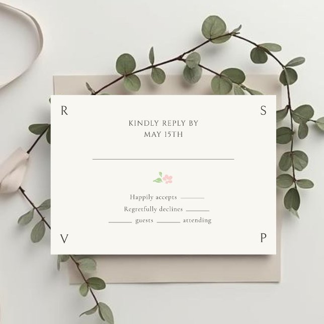 Ivory Floral Rose Wedding RSVP  Card (Creator Uploaded)