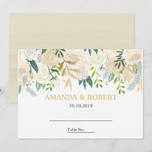 Ivory Floral Roses wedding Table Place PINK Invitation