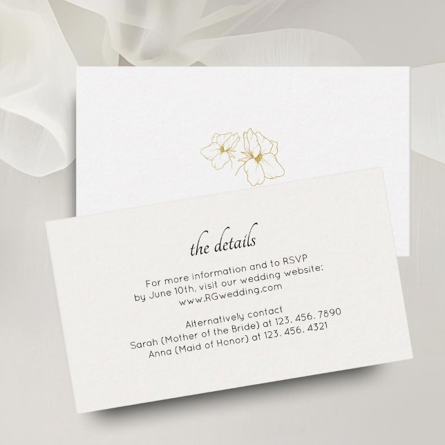 Ivory | Floral Script Wedding Details  Enclosure Card (Creator Uploaded)