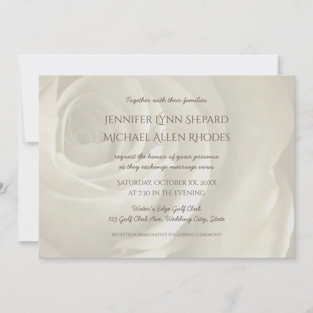 ivory floral simple elegant wedding invitation