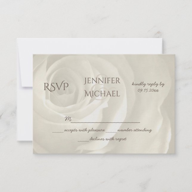 ivory floral simple elegant wedding RSVP Card (Front)