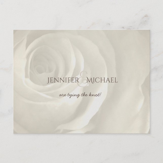 ivory floral simple elegant wedding save the date announcement postcard (Front)