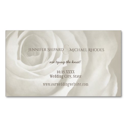 ivory floral simple elegant wedding save the date magnetic business card