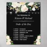 Ivory Floral String Lights Order of The Day Sign<br><div class="desc">Ivory Floral String Lights Order of The Day | Wedding Sign Poster (1) The default size is 8 x 10 inches, you can change it to any size. (2) For further customization, please click the "customize further" link and use our design tool to modify this template. (3) If you need...</div>