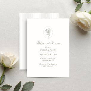 Ivory   Floral Stripe Wedding Rehearsal RSVP Card
