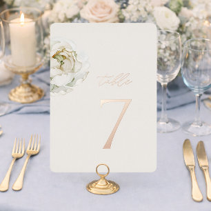 Ivory Floral Table Numbers 1–19   Real Gold Foil