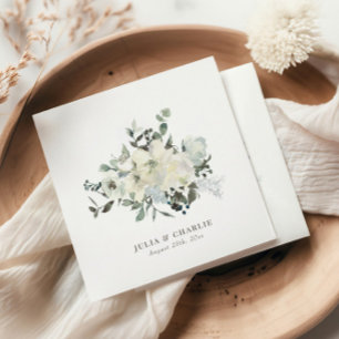 Ivory Floral Watercolor Wedding Napkin