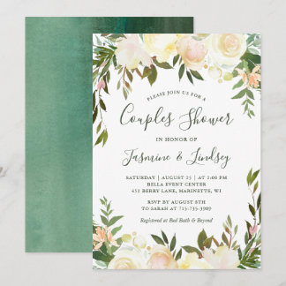 Ivory Floral Wedding Couples Shower Invitation