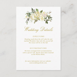 ivory floral wedding details card