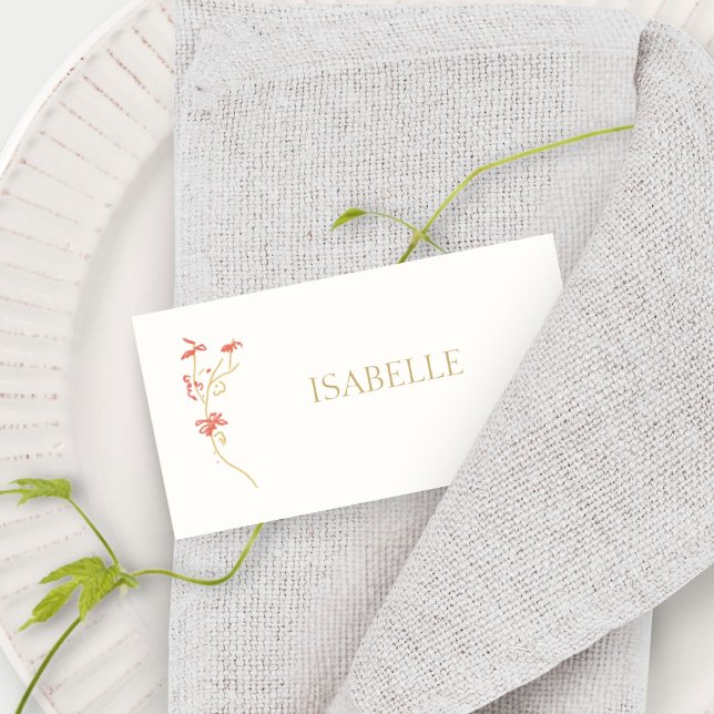 Ivory | Floral Wedding Escort Place Name  Note Card (Creator Uploaded)