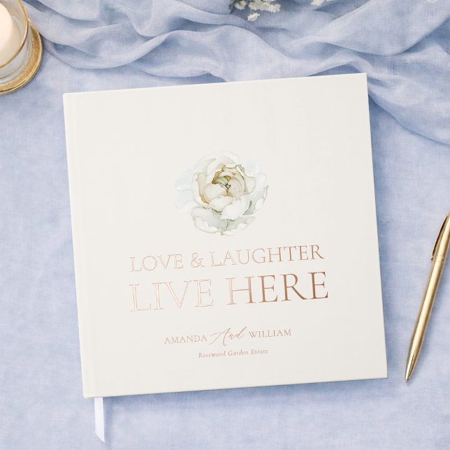 Ivory Floral Wedding Guest Book with Real Foil (Creator Uploaded)