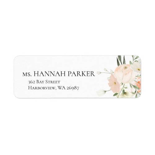 Ivory Floral Wedding Return Address Label