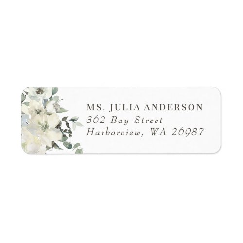 Ivory Floral Wedding Return Address Label