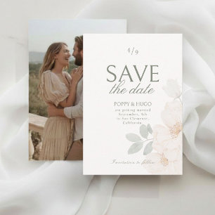 Ivory Floral Wedding Save the Date Card