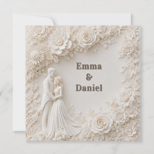 🤍 Ivory Floral Wedding Silhouette Frame🤍 Invitation