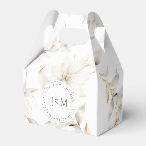 Ivory floral wedding thank you candy favor boxes