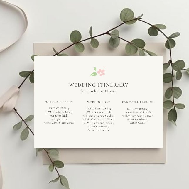 Ivory | Floral Wedding Weekend Itinerary Timeline Invitation (Creator Uploaded)