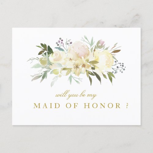 ivory floral will you be my Maid of Honor card
