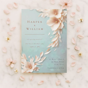 ivory florals flowing wedding invitation