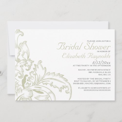 Ivory Flourish Bridal Shower Invitations