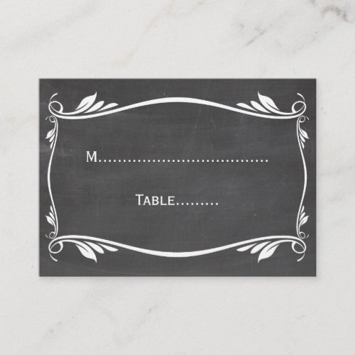 Ivory Flourish Chalkboard Place Card Business Card Template