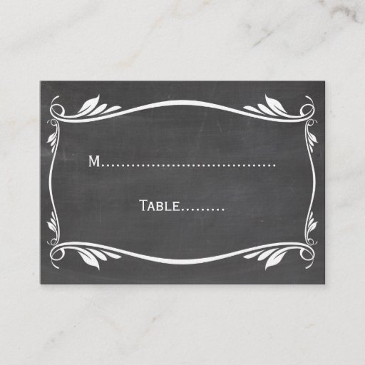 Customizable Ivory Flourish Chalkboard Place Card Business Card Template