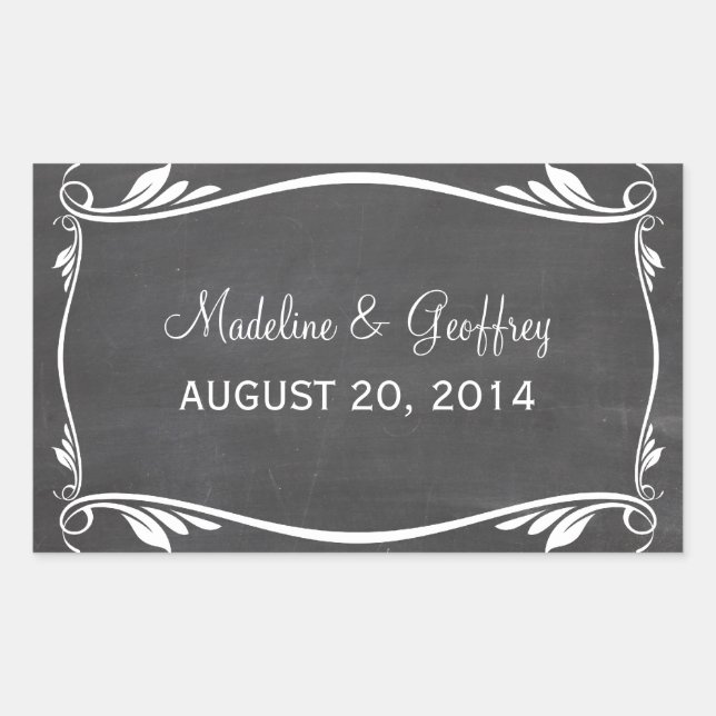 Ivory Flourish Chalkboard Wedding Stickers (Front)