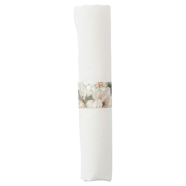 Ivory Flower Arrangements Sticker – Elegant Floral Napkin Bands (Front)