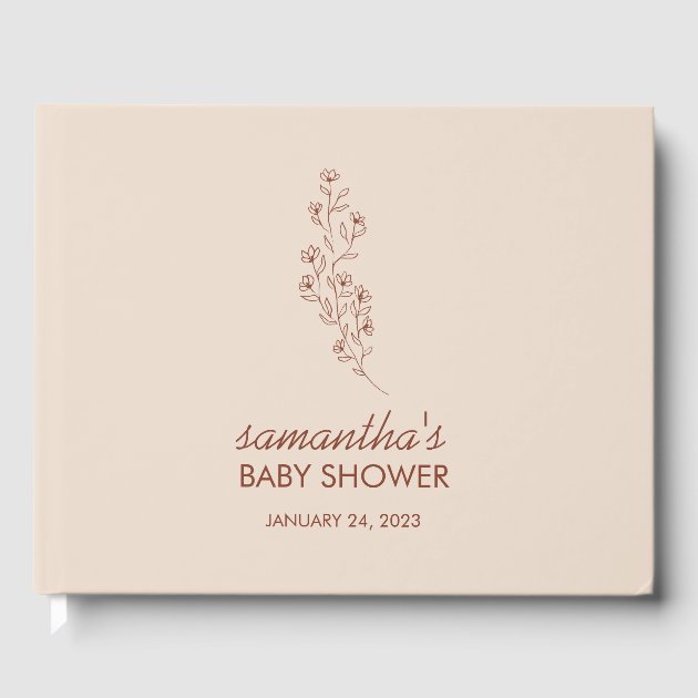 Ivory Flower Fall Save Date for Baby Guest Book