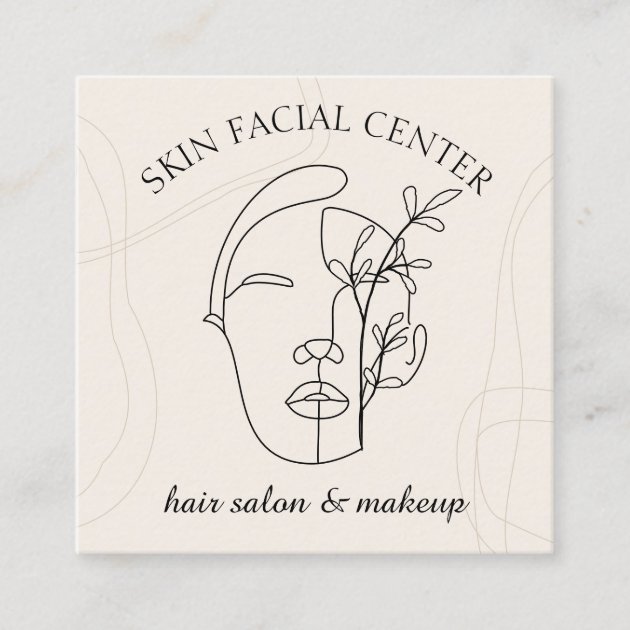 Ivory Flower Makeup Woman Face Hair Stylist Facial Square Business Card