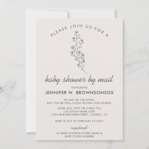 Ivory Flower Summer Fall Baby Shower by Mail Invitation