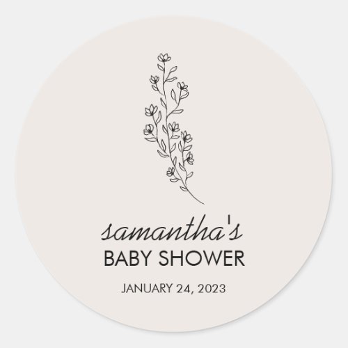 Ivory Flower Summer Fall Save Date for Baby Classic Round Sticker