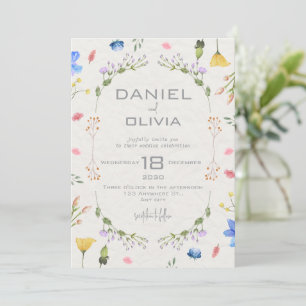 Ivory Flower Watercolor Wedding Invitation