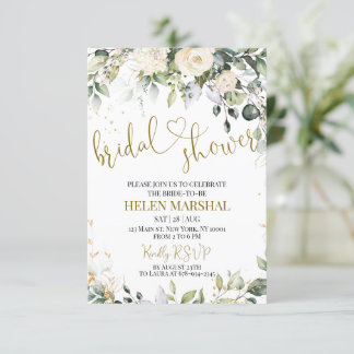 Ivory Flowers Bridal Shower Invitation