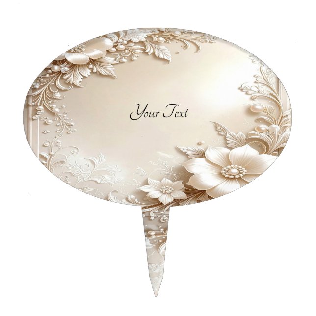 Ivory Flowers Cake Topper (Front)