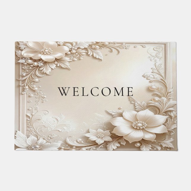 Ivory Flowers Doormat (Front)