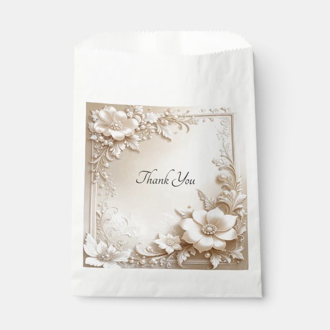Ivory Flowers Favor Bag (Front)