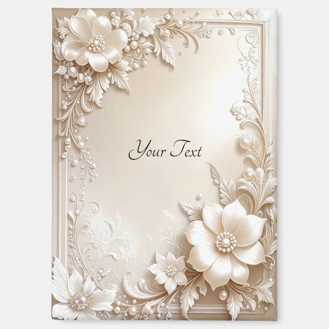 Ivory Flowers Magnet (Front)