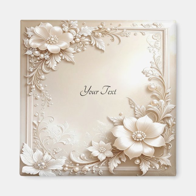 Ivory Flowers Magnet (Front)