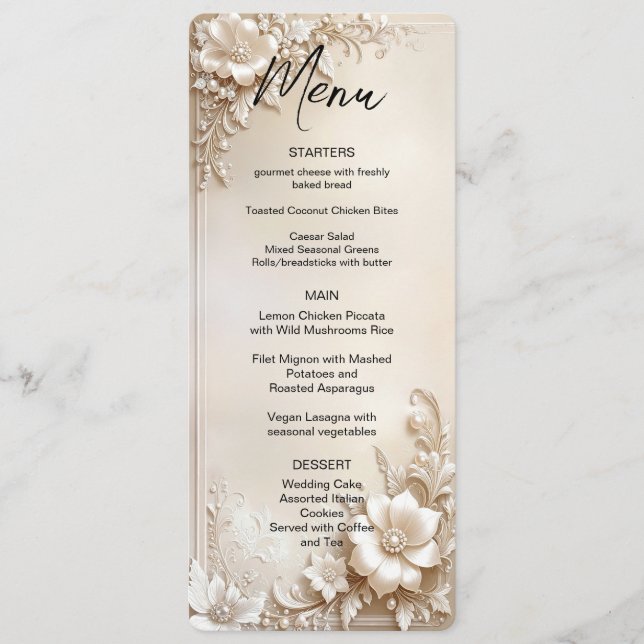 Ivory Flowers Menu (Front)