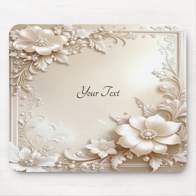 Ivory Flowers Mousepad (Front)