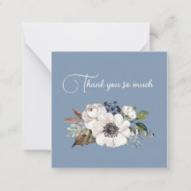 Ivory flowers on blue thank you note cards
