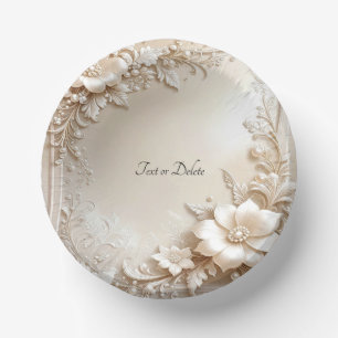 Ivory Flowers Paper Bowls