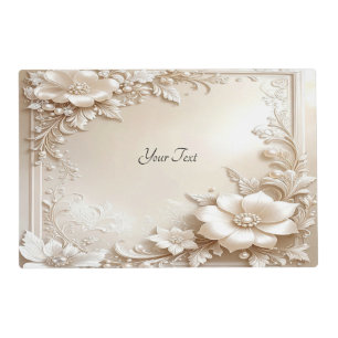 Ivory Flowers Paper Placemat
