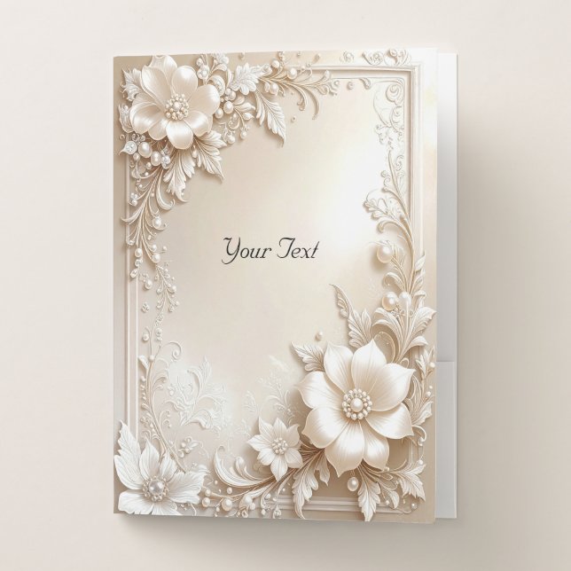 Ivory Flowers Pocket Folder (Front)